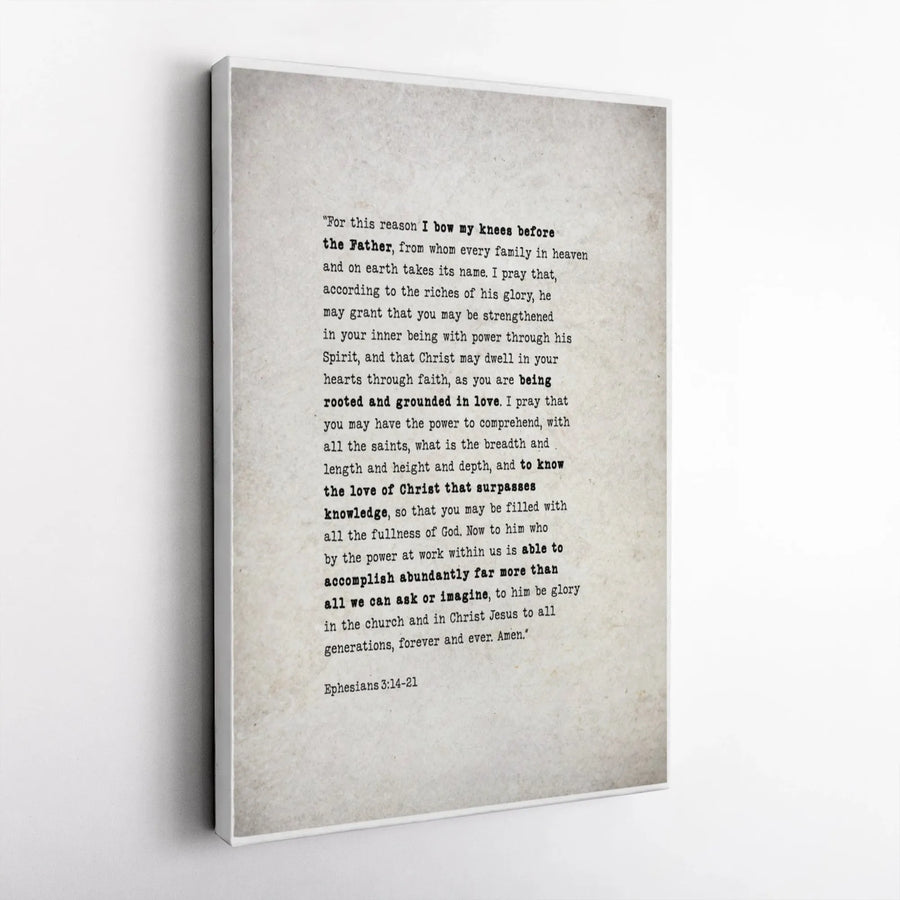 Ephesians 3:14-21 Bible Verse Canvas | Rooted and Grounded in Love Scripture Wall Art | Premium Fade-Resistant Print | Christian Home Decor Gift