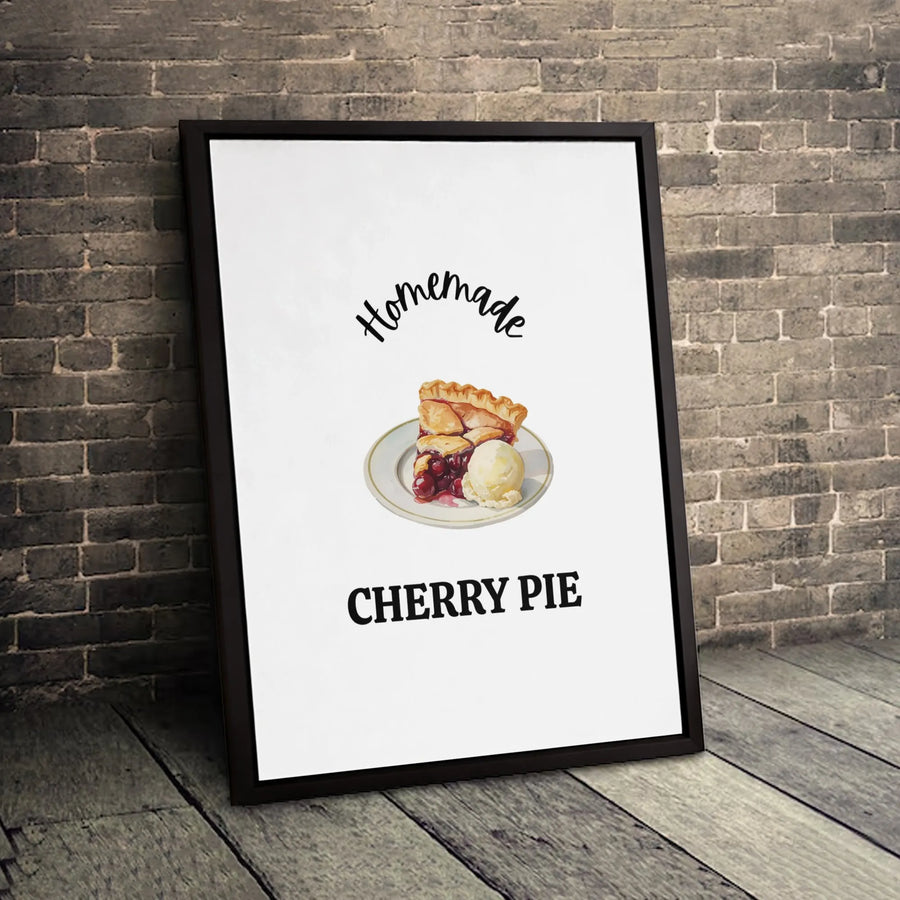 Homemade Cherry Pie Canvas Art | Watercolor Food Illustration | Premium 1.25" Gallery Wrap | Kitchen Wall Decor Gift