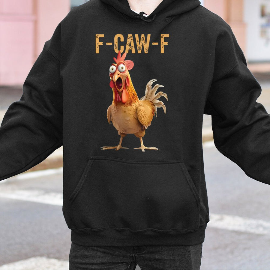 Funny Chicken Hoodie | F-Caw-F Sarcastic Bird Graphic | Premium Cotton-Poly Blend | Humorous Farm Animal Gift for Men and Women