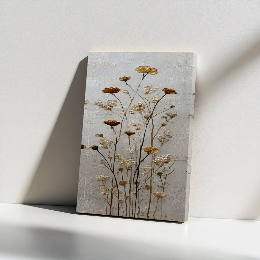 Textured Wildflower Canvas Print | Minimalist 3D Botanical Art | Premium Gallery Canvas | Modern Farmhouse Decor Gift