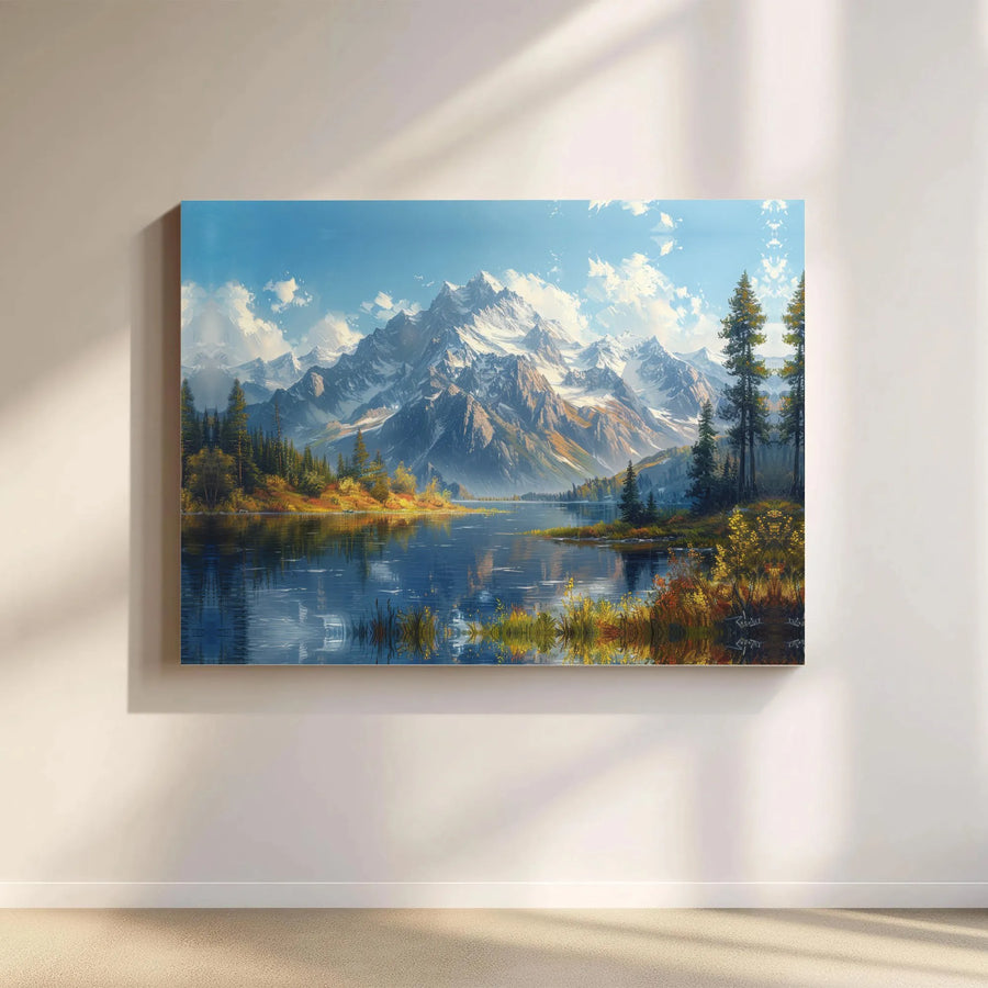 Mountain Landscape Canvas Wall Art | Serene Lake Reflection Nature Print | Premium 1.25" Framed Decor | Aesthetic Gift for Nature Lovers