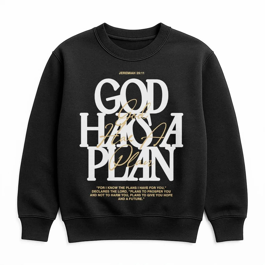 God Has A Plan Sweatshirt | Jeremiah 29:11 Scripture Print | Christian Faith Apparel | Religious Gift for Men and Women