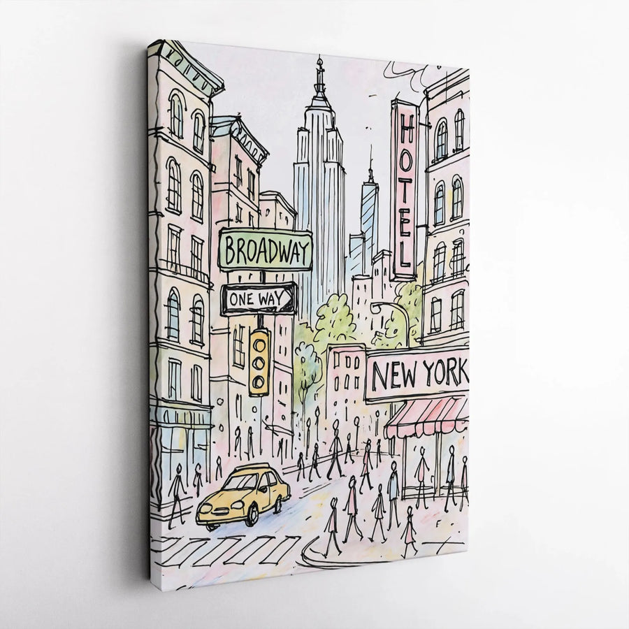 New York City Canvas Art | Watercolor Empire State Building Sketch | Premium Gallery Wrap Wall Decor | Travel Lover Gift