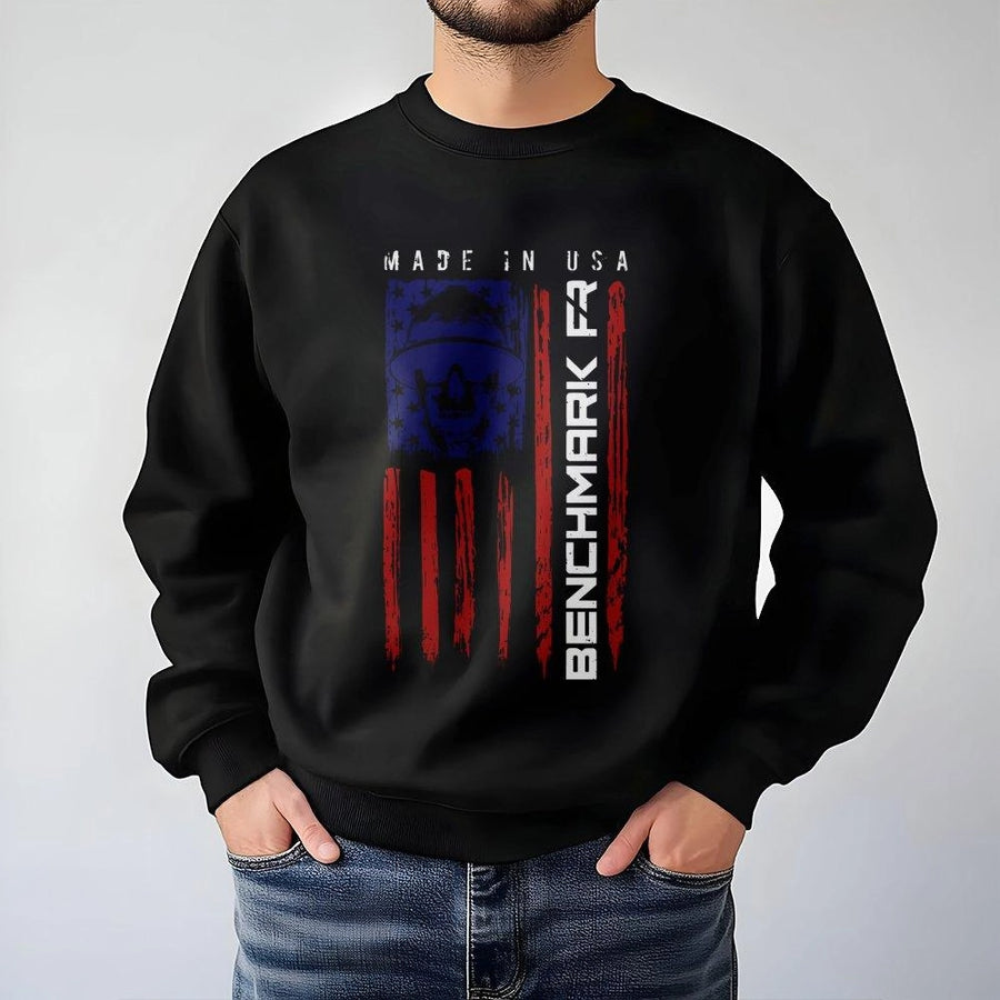 American Flag Skull Sweatshirt | Patriotic Hard Hat Graphic | Soft Cotton Blend Unisex Pullover | Premium Gift for Construction Workers and Welders