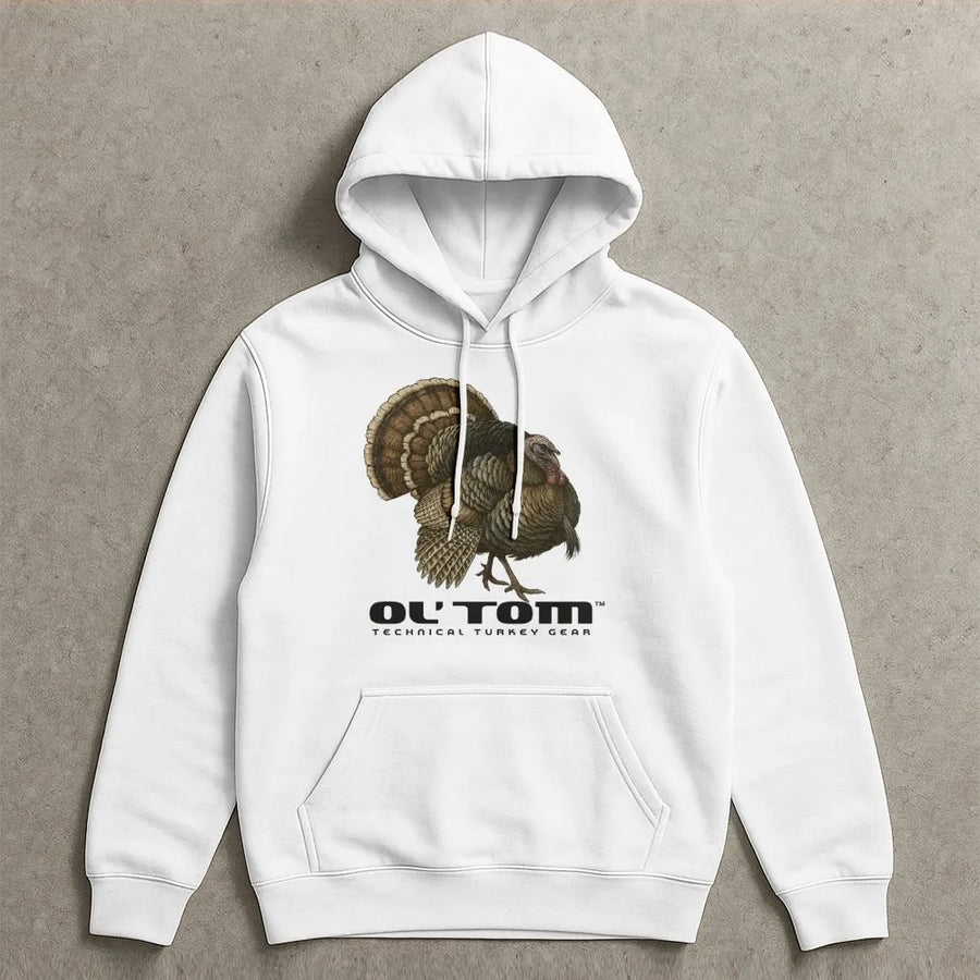 Wild Turkey Hunting Hoodie | Strutting Gobbler Graphic Back Print | Premium Cotton Blend | Gift For Outdoor Hunters And Wildlife Lovers