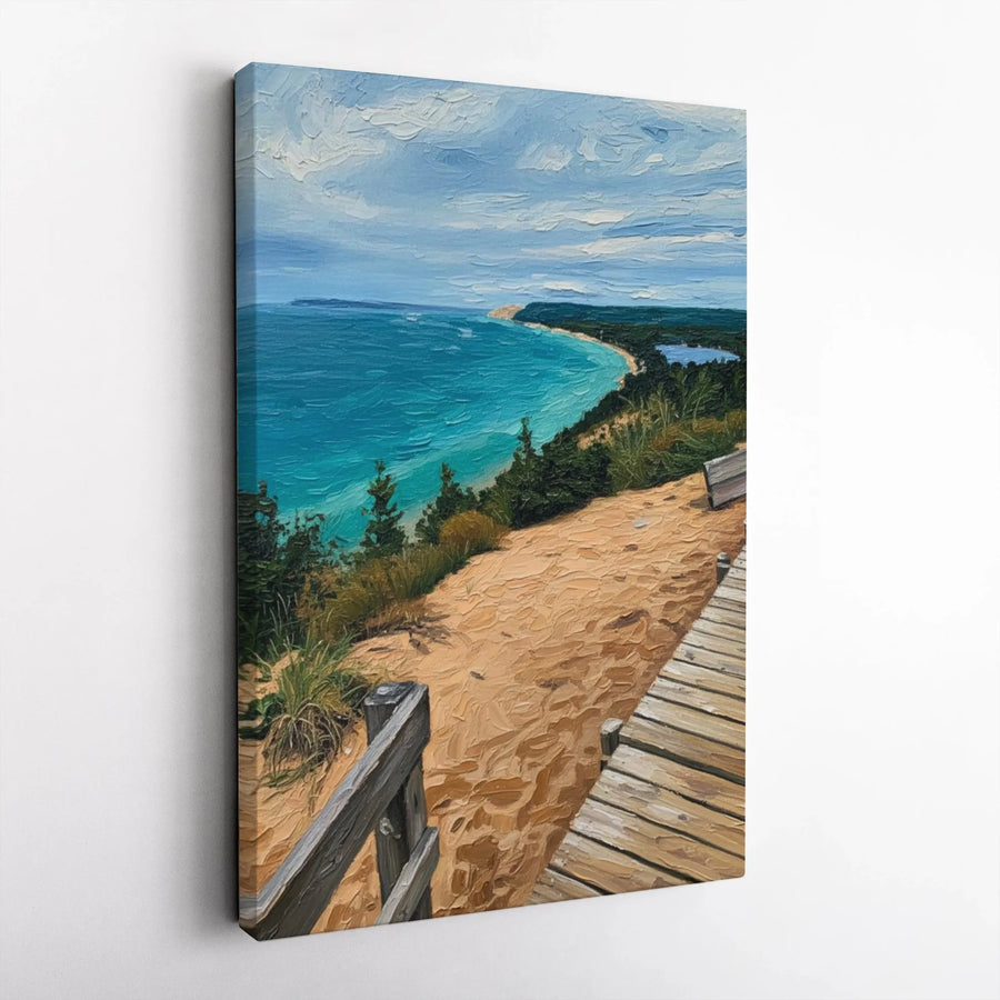 Coastal Seascape Vertical Canvas | Textured Brushstroke Art Print | Thick Gallery Wrap Canvas | Modern Home Decor Gift