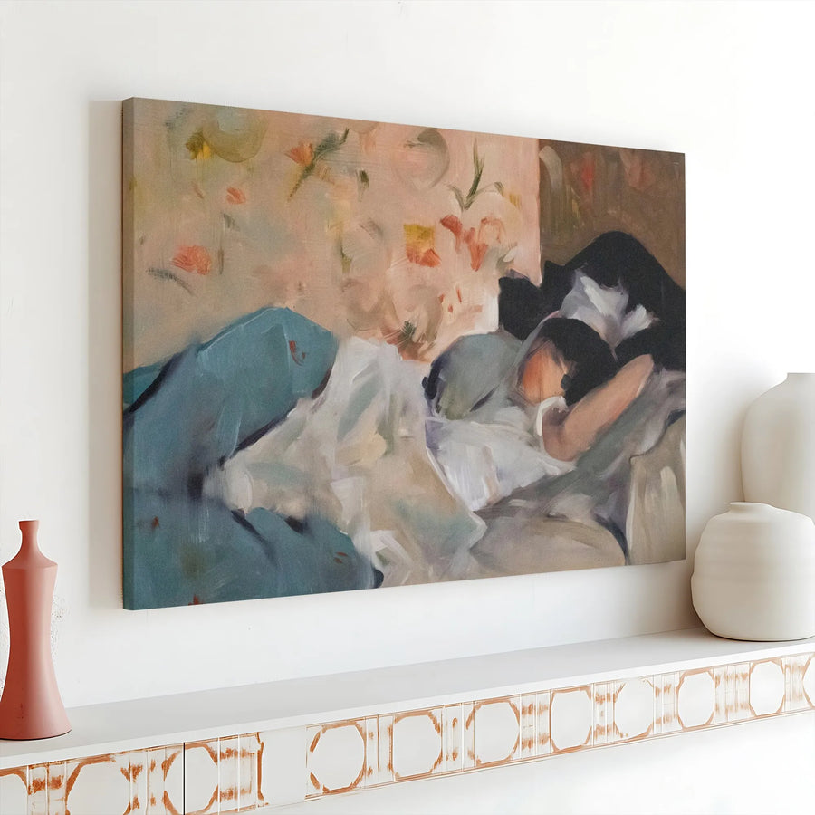 Abstract Woman Reclining Canvas | Modern Impressionist Figure Painting | Premium Gallery Wrapped Art | Bedroom Wall Decor Gift for Art Lover