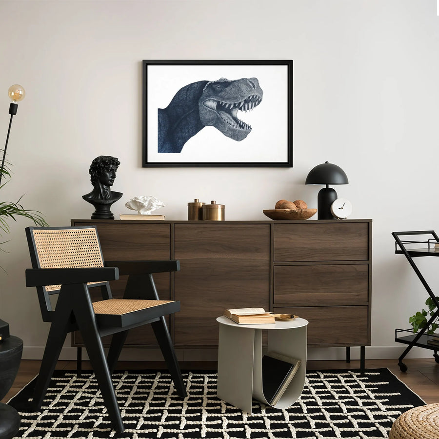 T-Rex Wall Art Canvas | Detailed Dinosaur Sketch Print | Premium Gallery Wrapped Decor | Gift for Dinosaur Lover and Paleontology Enthusiast