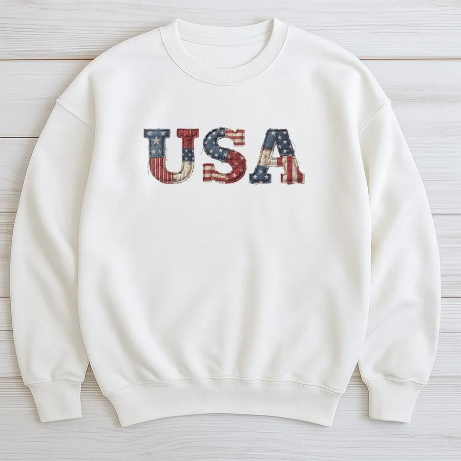 Vintage USA Sweatshirt | Retro American Flag Graphic | Premium Comfort Colors Cotton Tee | Patriotic 4th of July Gift for Men and Women