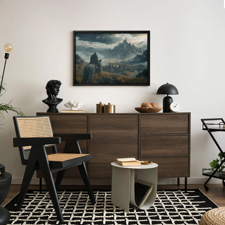Dark Fantasy Knight Wall Art | Epic Castle Landscape Canvas Print | Premium Gallery-Wrapped Decor | Gift For Medieval Fantasy Lovers