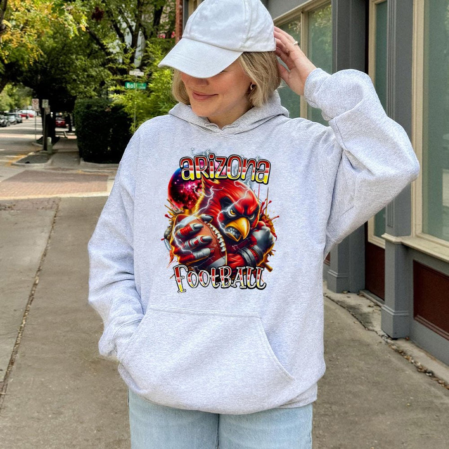 Arizona Football With Arizona Cardinals Mascot Holding A Football With Lightning Hoodie