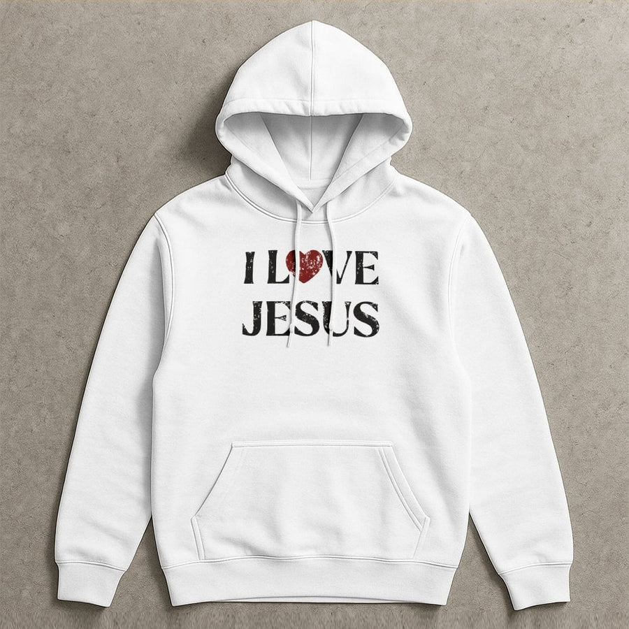 I Love Jesus Hoodie | Distressed Heart Graphic Faith Apparel | Premium Cotton Blend | Christian Gift for Men and Women