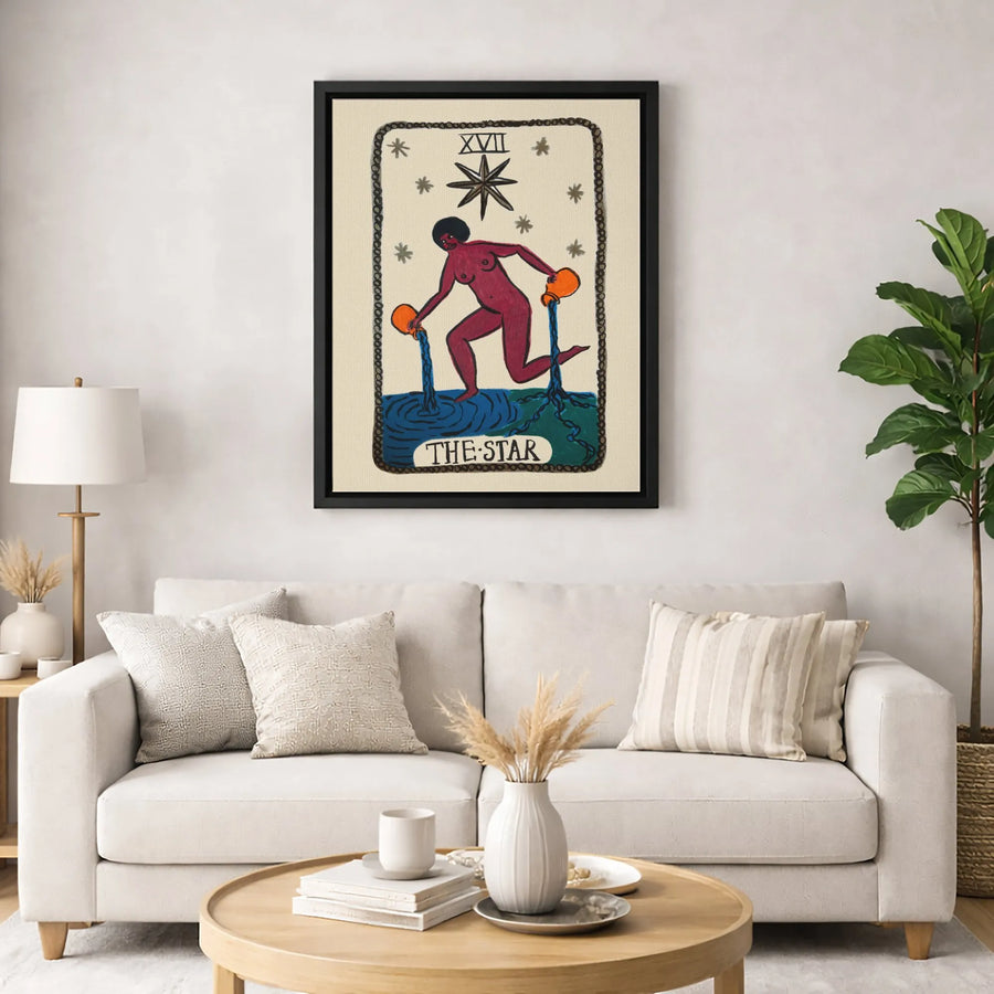 The Star Tarot Card Wall Art | Black Woman Spiritual Decor | Premium Canvas Print | Bohemian Astrology Gift For Her