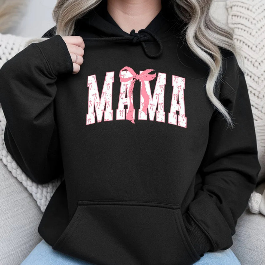 Mama Hoodie With Bow | Coquette Aesthetic Graphic Design | Premium Cotton-Blend Pullover | Trendy Mom Gift For Mother's Day 2026 Or Birthday