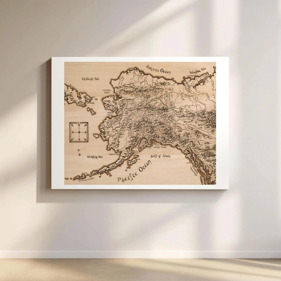 Alaska Fantasy Map Canvas Wall Art | Rustic Hand-Drawn Style Illustration | 1.25" Gallery Wrap | Premium Decor for Home or Office Gift