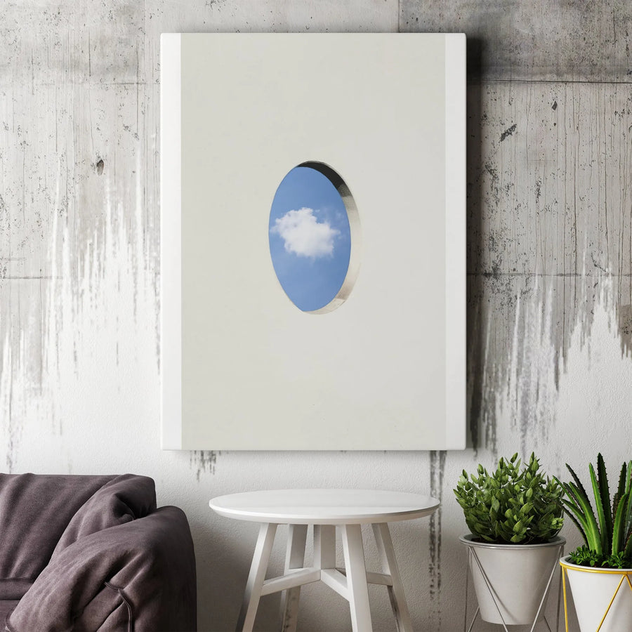 Surreal Cloud Window Canvas Art | Minimalist Sky Portal Illusion | Premium Gallery Wrapped Print | Modern Home & Office Decor Gift