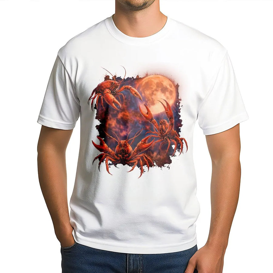 Crawfish Howling At The Moon T-Shirt | Funny Crustacean Graphic Tee | 100% Cotton Premium Quality | Unique Gift For Seafood Lovers