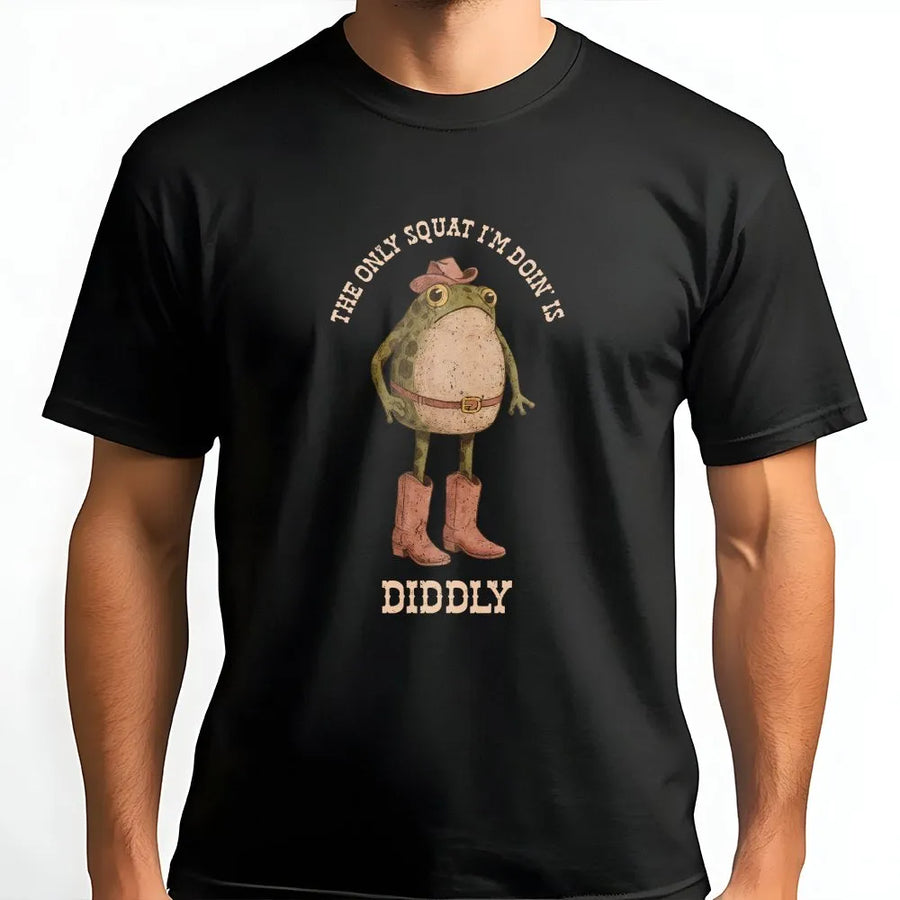 Cowboy Frog T-Shirt | Funny Sarcastic Gym Humor Quote | Soft Unisex Pullover | Western Meme Gift for Lazy Workout Fans