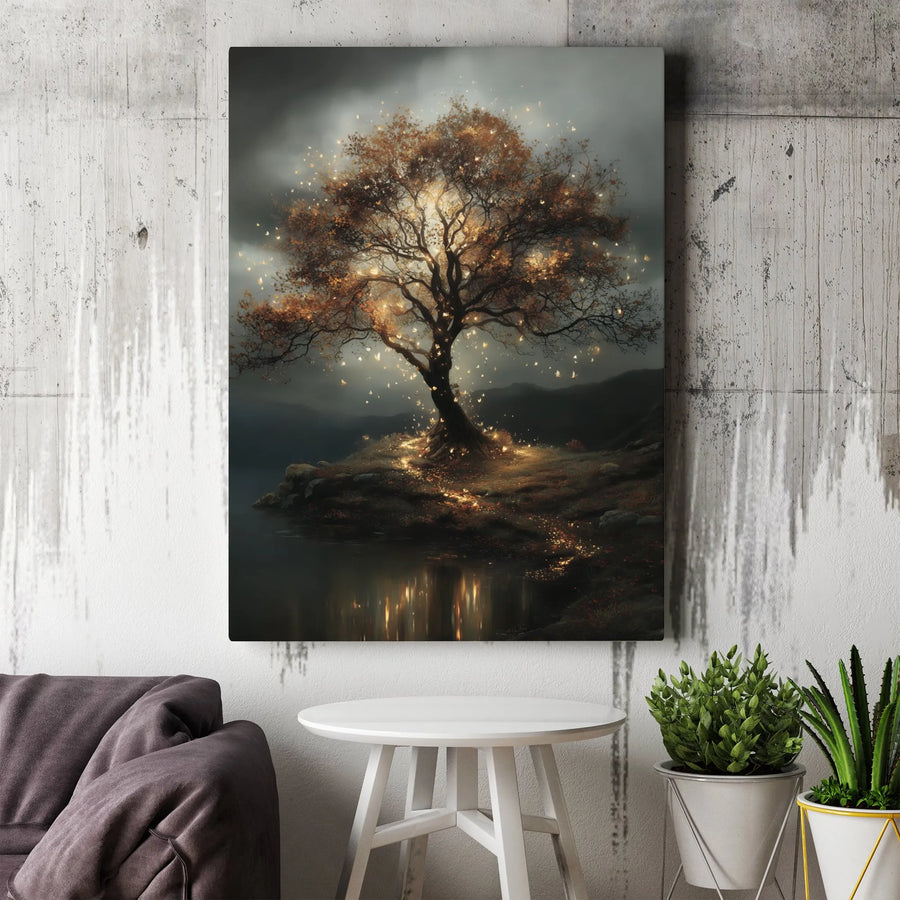 Magical Glowing Tree of Life Canvas Art | Enchanted Forest Butterfly Wall Decor | 1.25 Inch Gallery Wrap Print | Whimsical Nature Gift for Home