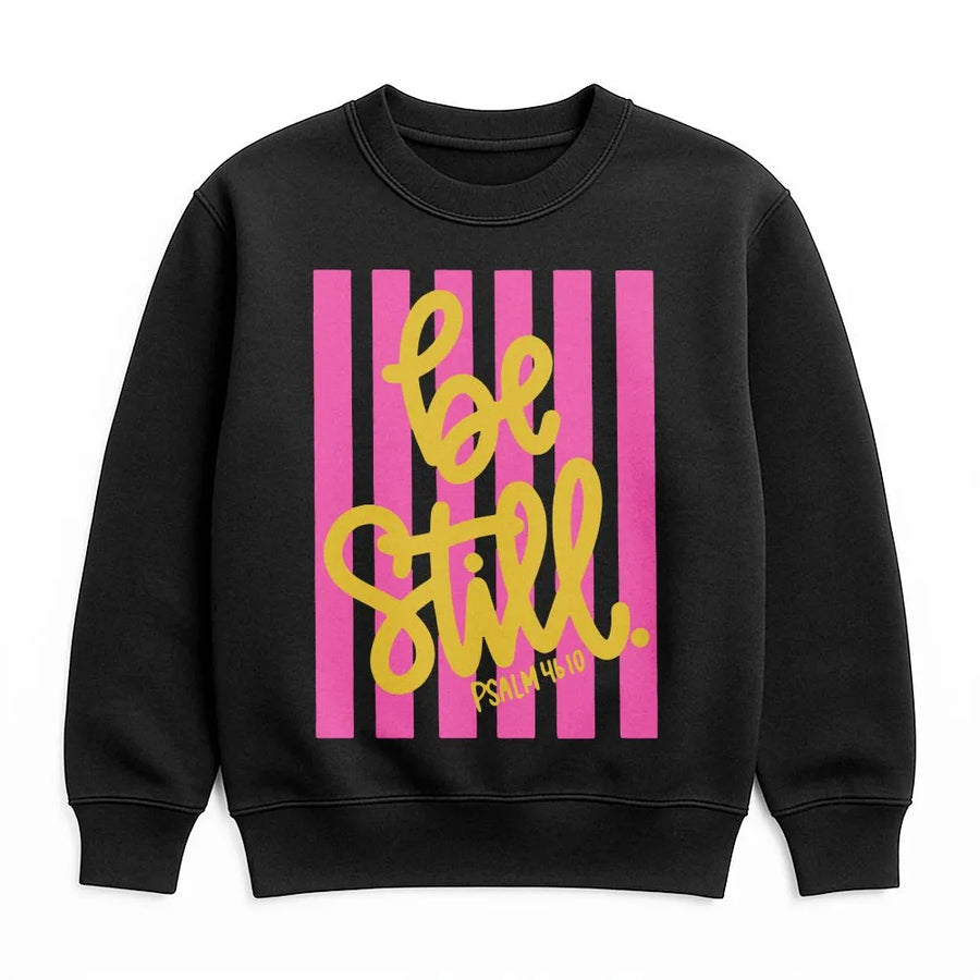 Be Still Psalm 46:10 Sweatshirt | Coquette Aesthetic Pink Stripe Graphic | Premium Soft Cotton Tee | Christian Faith Gift for Women