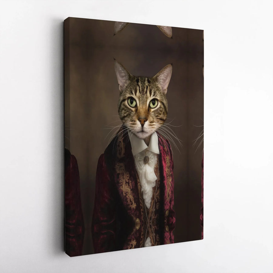 Regal Cat Portrait Canvas | Victorian Style Gentleman Cat | Premium Gallery Wrapped Canvas | Unique Gift for Cat Lover