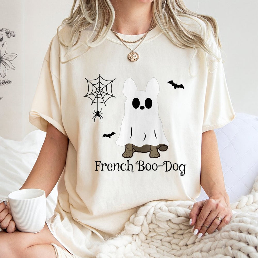 French Bulldog Ghost T-Shirt | Cute Boo Dog Halloween Graphic | 100% Cotton Premium Tee | Spooky Fall Gift For Frenchie Lovers