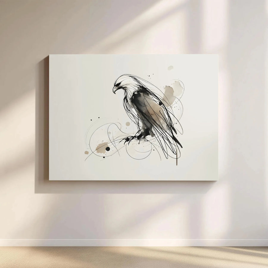 Abstract Eagle Canvas Art | Minimalist Ink Wash Sketch | Gallery-Quality Premium Print | Nature-Inspired Home Decor For Bird Lovers