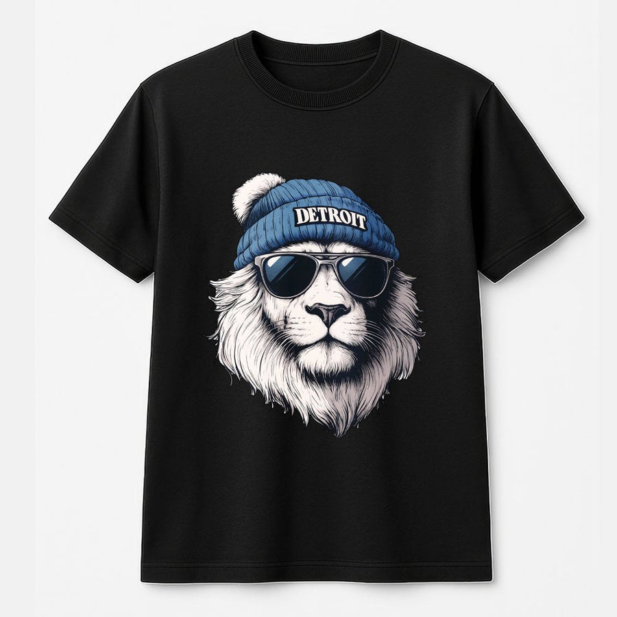 Detroit Lion T-Shirt,Cool Streetwear Graphic T-Shirt, Urban City Style,Hip Hop Casual T-Shirt For Men And Women