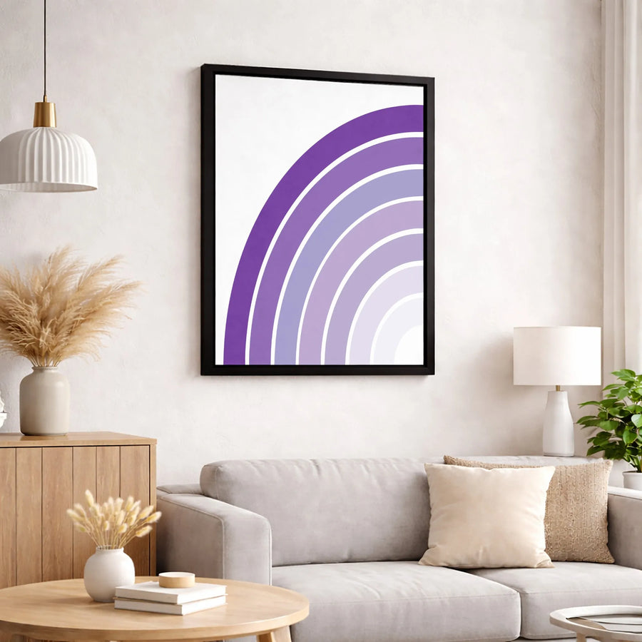 Purple Rainbow Canvas Wall Art | Modern Monochromatic Minimalist Print | Premium Gallery-Wrapped 1.25" Profile | Aesthetic Home & Office Decor Gift