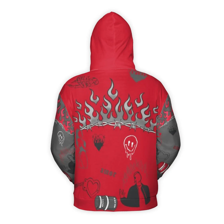 Trust No One Hoodie | Snake Handshake Flames Graphic | Premium Polyester Knit | Unisex Streetwear Gift for Men and Women