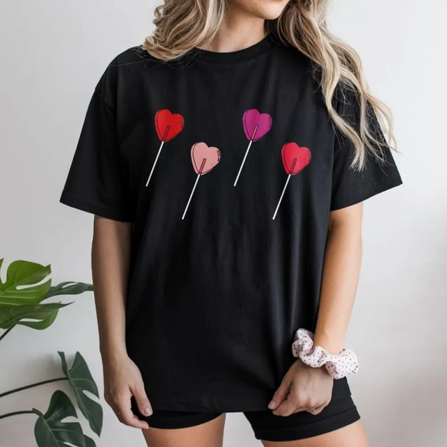 Heart Lollipop T-Shirt | Cute Valentine Candy Graphic | 100% Cotton Premium Tee | Romantic Gift for Her or Him
