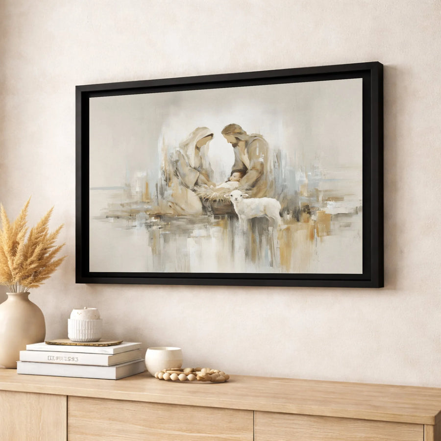 Nativity Scene Canvas Print | Abstract Holy Family Wall Art | Premium 1.25-Inch Gallery Wrap | Christian Christmas Home Decor Gift