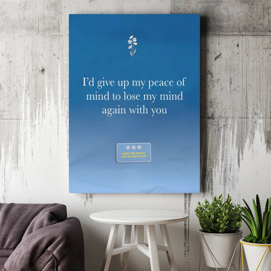 Lyrical Wall Art | Daisy Minimalist Quote Print | 1.25" Gallery Wrapped Canvas | Romantic Home Decor Gift