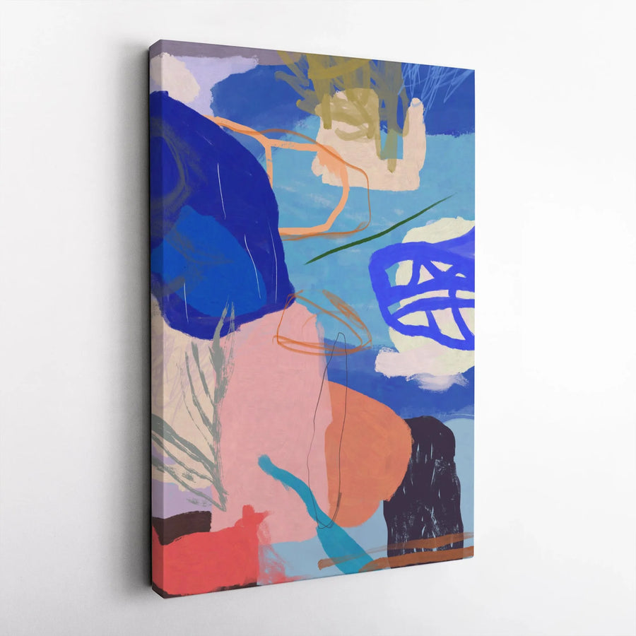 Abstract Art Vertical Canvas | Bold Colorful Brushstroke Painting | Premium Thick Gallery Wrap | Contemporary Office & Living Room Wall Art