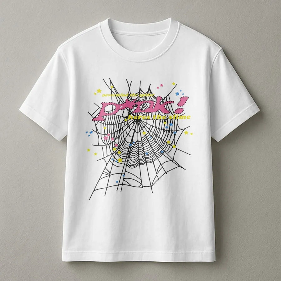 Y2K Spider Web T-Shirt | Pink Graphic Grunge Aesthetic Print | Premium 100% Cotton Tee | Trendy Retro Streetwear Gift for Women & Men