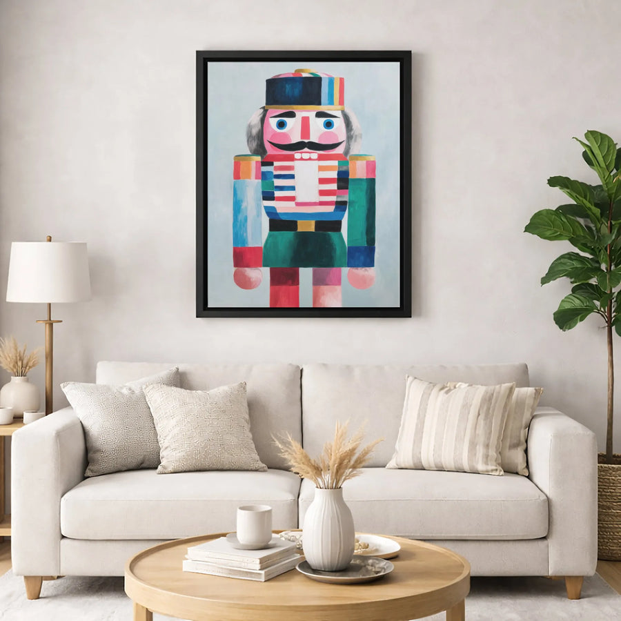 Nutcracker Wall Art | Colorful Modern Abstract Christmas Decor | Premium Gallery Wrapped Canvas | Festive Holiday Home Gift