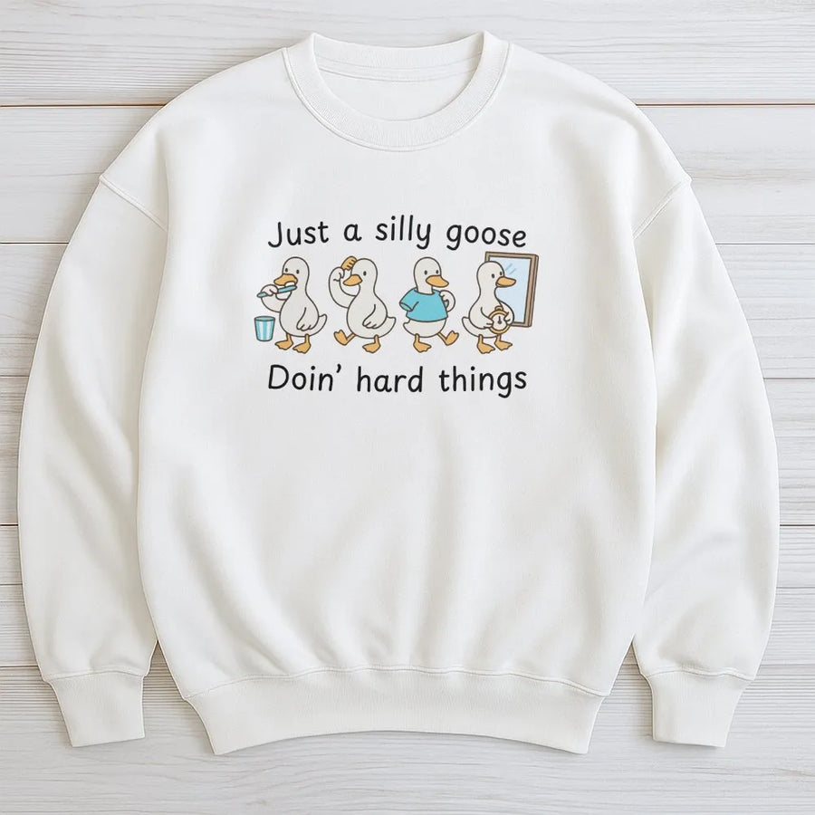 Occupational Therapy Sweatshirt | Funny Silly Goose Doin' Hard Things Graphic | Premium Cotton Blend | Gift for OT, COTA, OTR Therapist Appreciation