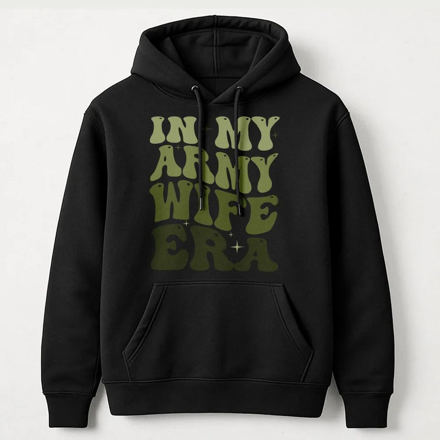 In My Army Wife Era Hoodie | Retro Aesthetic Military Spouse Graphic | Premium Cotton Blend | Thoughtful Deployment Gift For Her