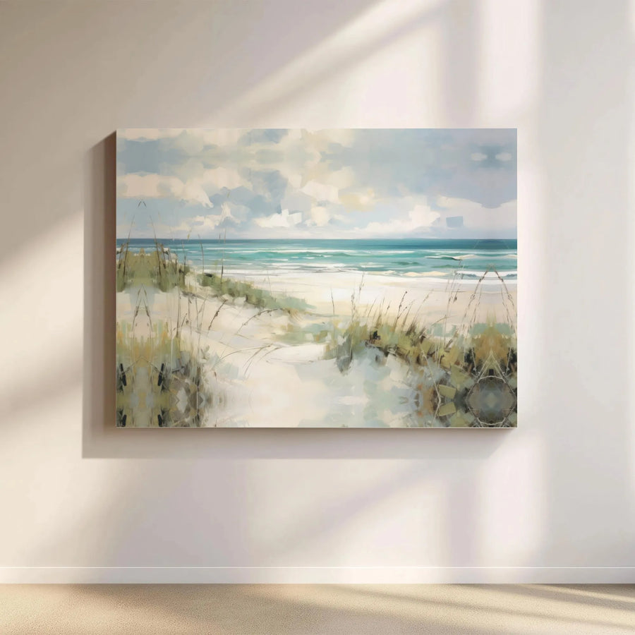 Coastal Beach Canvas Wall Art | Impressionist Sand Dunes Landscape | Premium Gallery-Wrapped Print | Modern Home Decor Gift