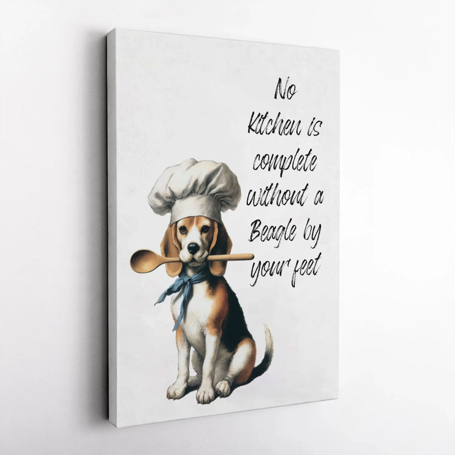 Beagle Wall Art Canvas | Chef Dog Kitchen Decor Print | Premium 1.25-Inch Gallery Wrap | Funny Dog Lover Gift for Home or Office