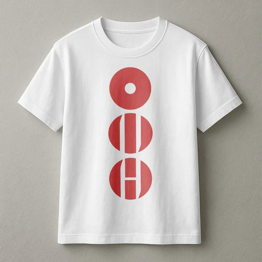 Minimalist OOA Graphic T-Shirt | Abstract Red Circle Typography Design | Premium Soft Cotton Tee | Trendy Streetwear Gift For Fans
