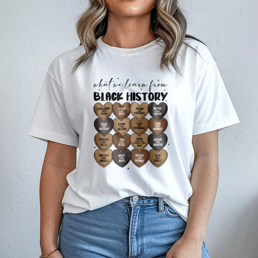 Black History Month T-Shirt | Educational Heart Design | Premium Cotton Unisex Tee | Inspirational Gift for Teachers and Students
