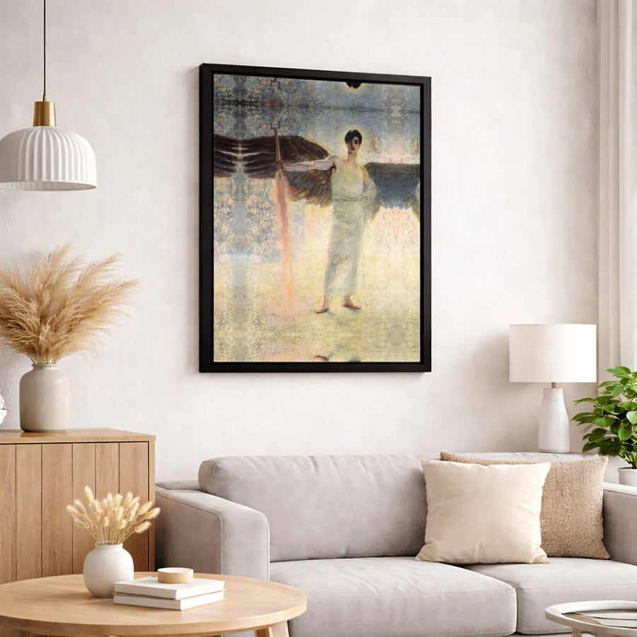The Angel With A Flaming Sword Canvas Wall Art | Mikhail Vrubel Classic Painting Print | Premium 1.25-Inch Thick Gallery Wrap | Religious Home Decor Gift