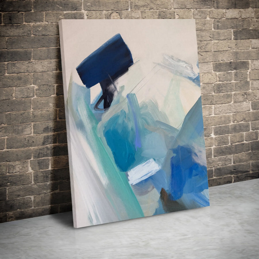 Abstract Blue Canvas Wall Art | Modern Brushstroke Painting Print | Premium Fade-Resistant Gallery Wrap | Living Room & Office Decor