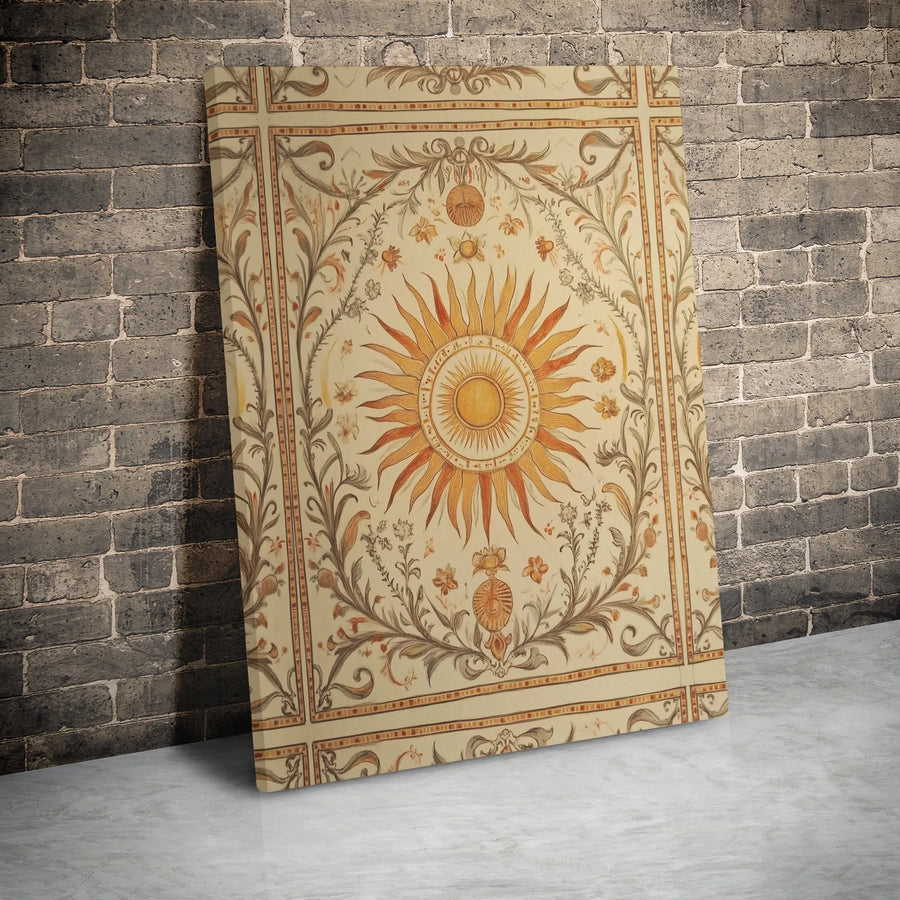 Celestial Sun Canvas Wall Art | Vintage Astrological Floral Print | Gallery Wrapped Premium Decor | Boho Home Office Gift for Astrology Lovers