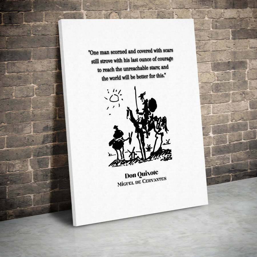Don Quixote Quote Wall Art | Reach The Unreachable Stars Literary Print | Premium Gallery Wrap Canvas | Inspirational Gift For Literature Lovers