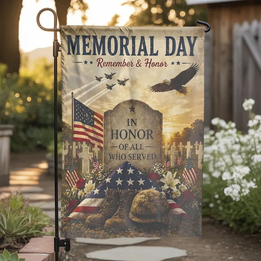 Memorial Day Garden Flag | Patriotic Veteran Tribute with Eagle | Weather-Resistant Double Sided | Outdoor Yard Decor Commemorative Gift