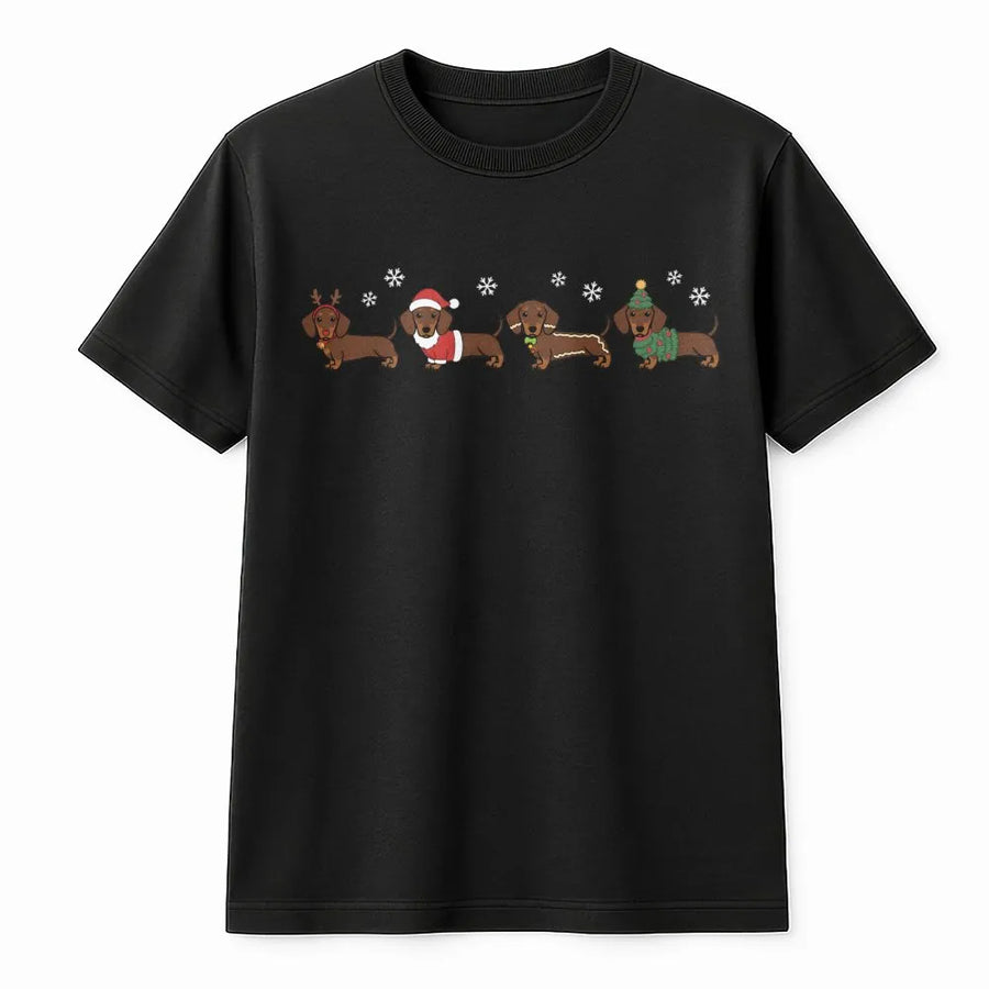 Dachshund Christmas T-Shirt | Cute Wiener Dog Holiday Graphic | Premium Cotton Unisex Tee | Funny Dog Lover Gift For Pet Owners