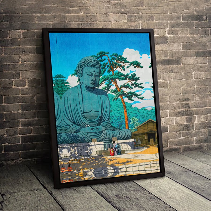 Great Buddha of Kamakura Canvas Wall Art | Japanese Ukiyo-e Woodblock Print Style | Premium 1.25" Gallery Wrap | Zen Home Office Decor Gift