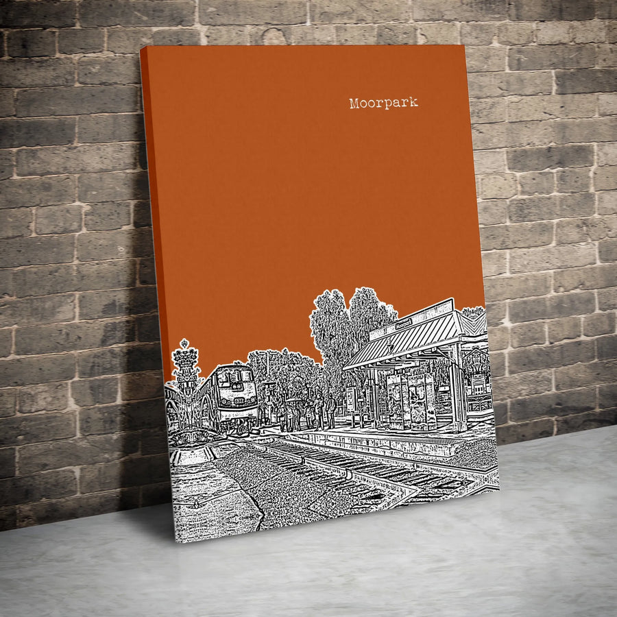 Moorpark Train Station Canvas Art | Minimalist Sketch Print | 1.25-Inch Gallery Wrap | California City Decor Gift